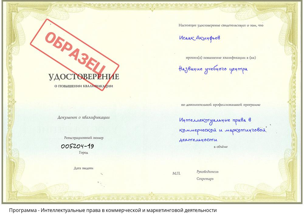 Интеллектуальные права в коммерческой и маркетинговой деятельности Чапаевск