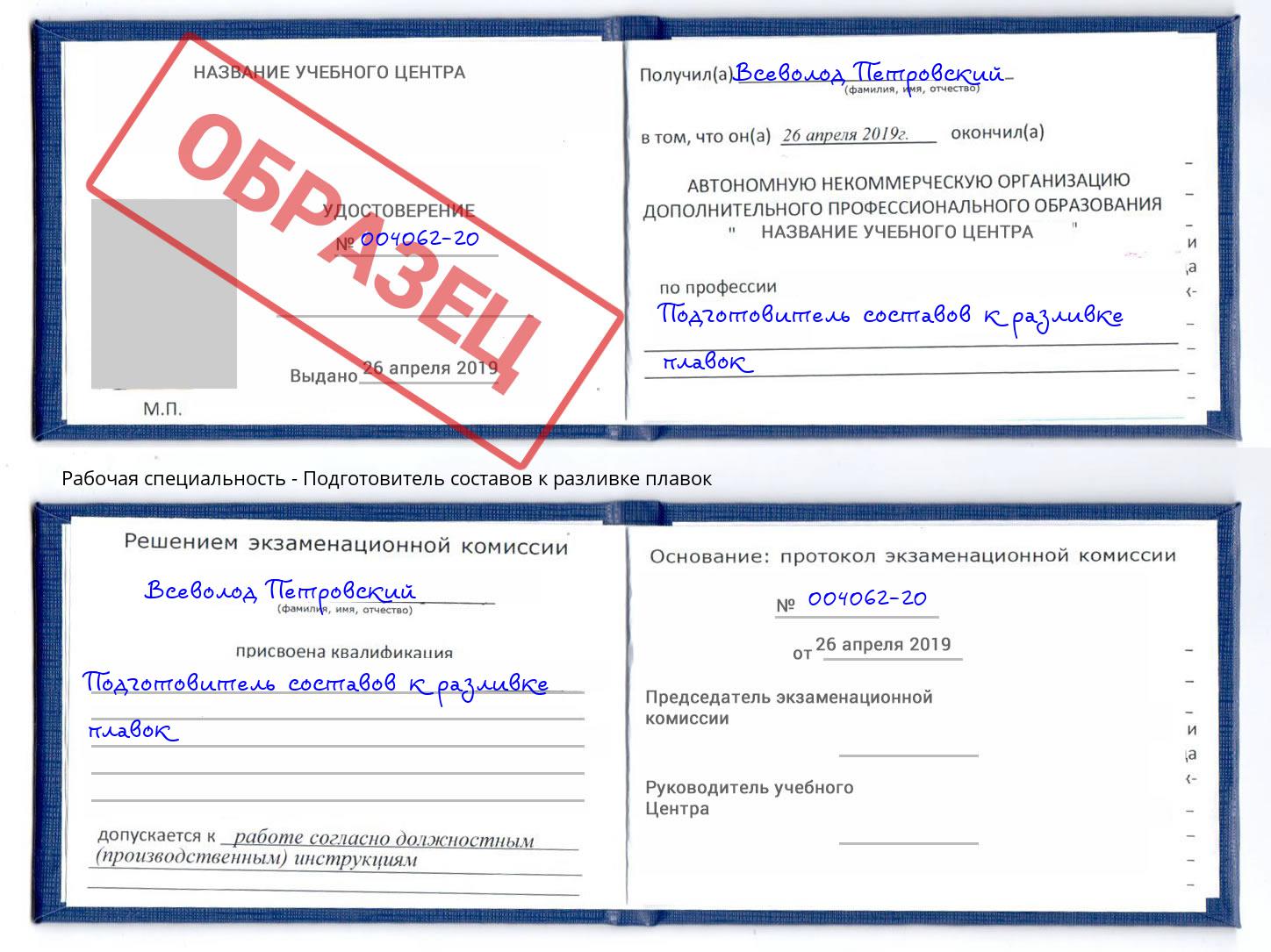 Подготовитель составов к разливке плавок Чапаевск