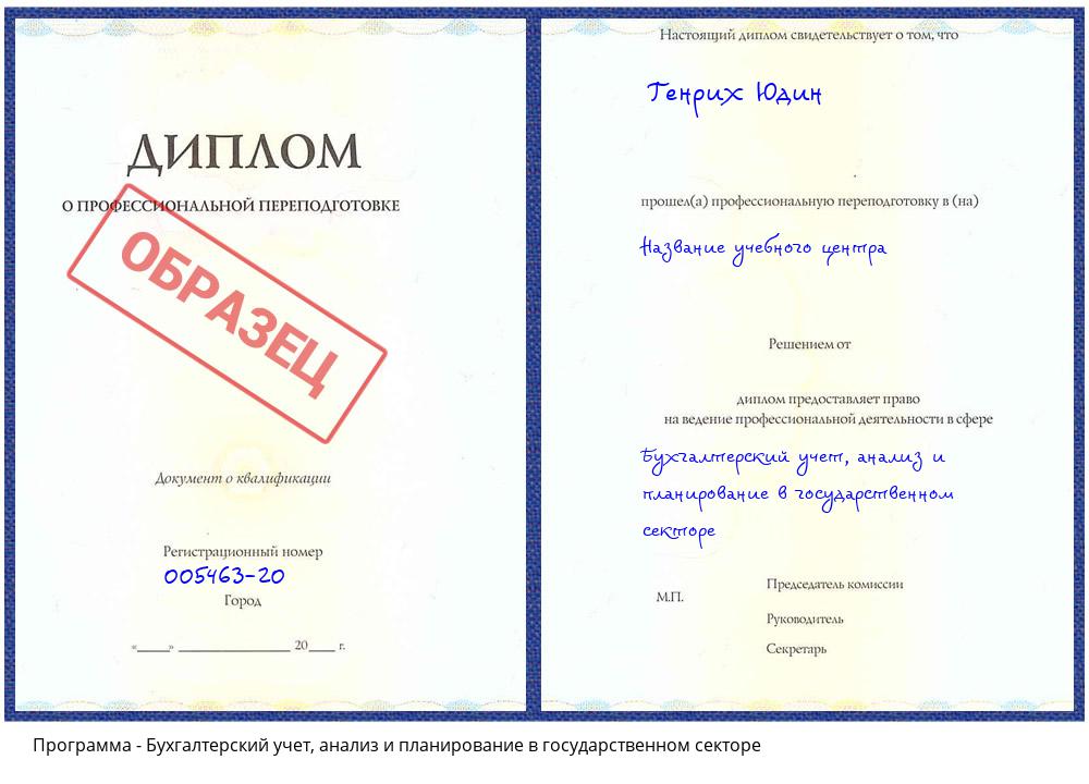Бухгалтерский учет, анализ и планирование в государственном секторе Чапаевск