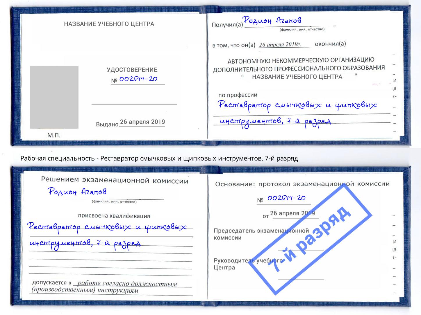 корочка 7-й разряд Реставратор смычковых и щипковых инструментов Чапаевск